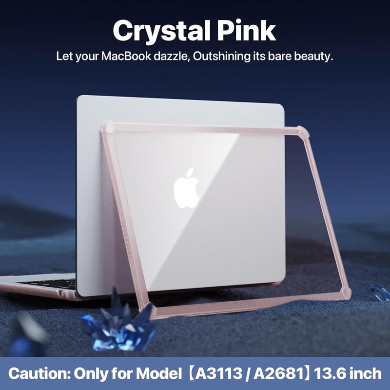 soonjet for MacBook Air 13.6 inch Case M4 M3 M2 2025 2024-2022, Model A3240 A3113 A2681 [Profi ShockBumper] [Military Drop Protection] Hard Shell Cover for MacBook Air 13 inch Case- Crystal Pink - Image 4